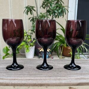 Vintage Libbey Purple Wine Glasses~Set of 3